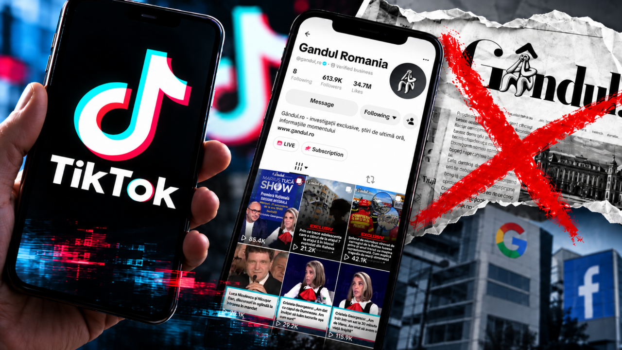TikTok restricționează pagina Gândul, după ce Meta și Google au limitat accesul la publicație