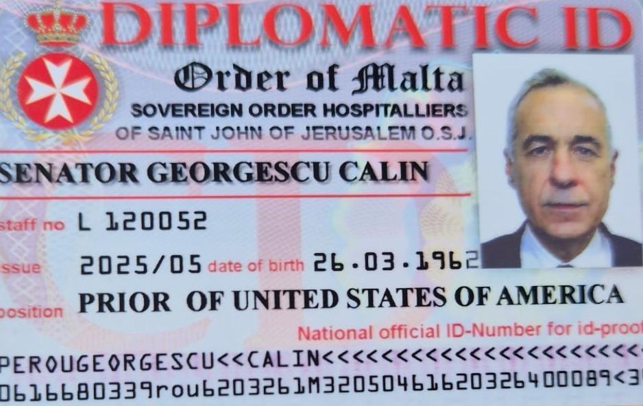 Controversă privind o legitimație diplomatică găsită la Călin Georgescu: Ambasadorul Ordinului de Malta respinge documentul